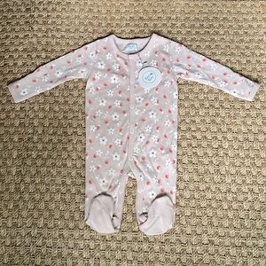 Tun Tun Baby Girl Pink Flower Snap Footie